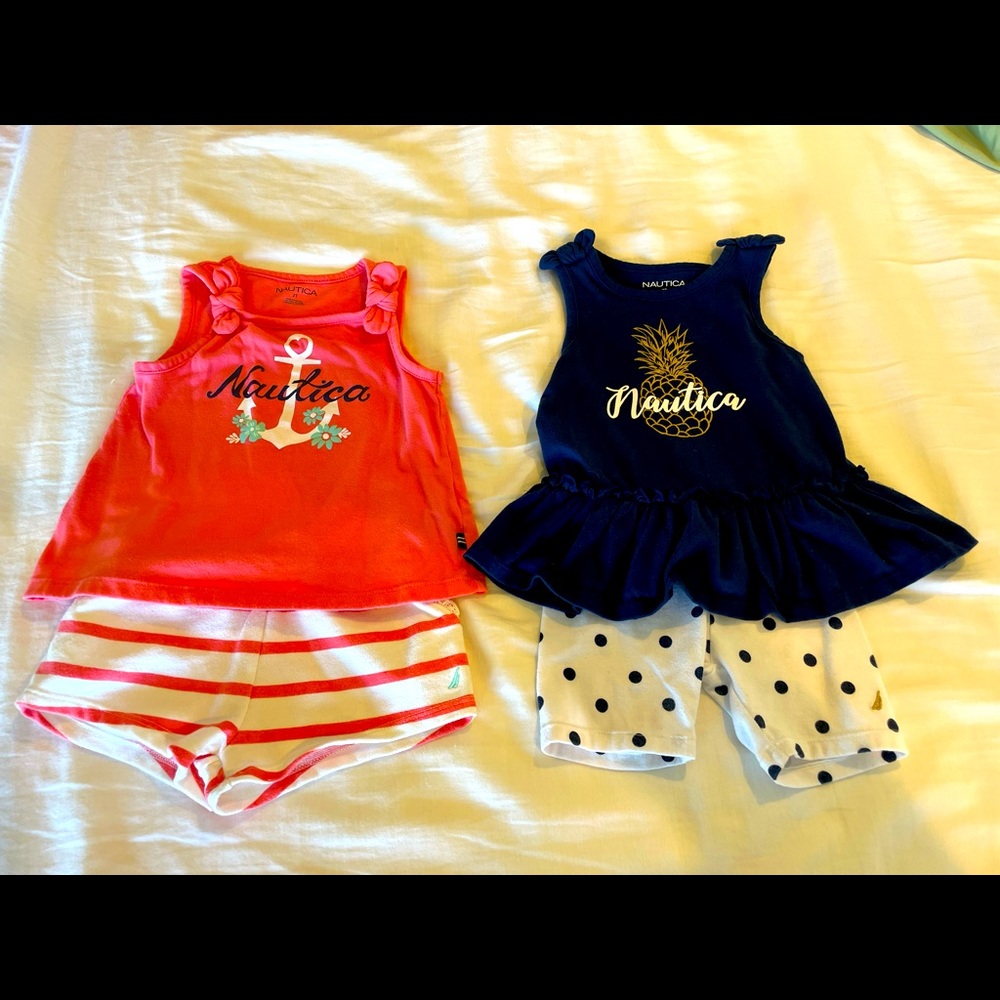 2  toddler girl Nautica shorts outfits